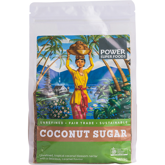 Power Super Foods Organic Coconut Sugar – 1kg, front of pack
