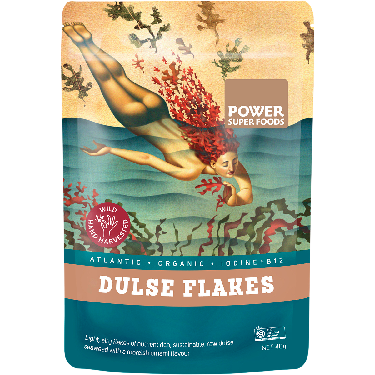 Power Super Foods Organic Dulse Flakes – 40g, front of pack