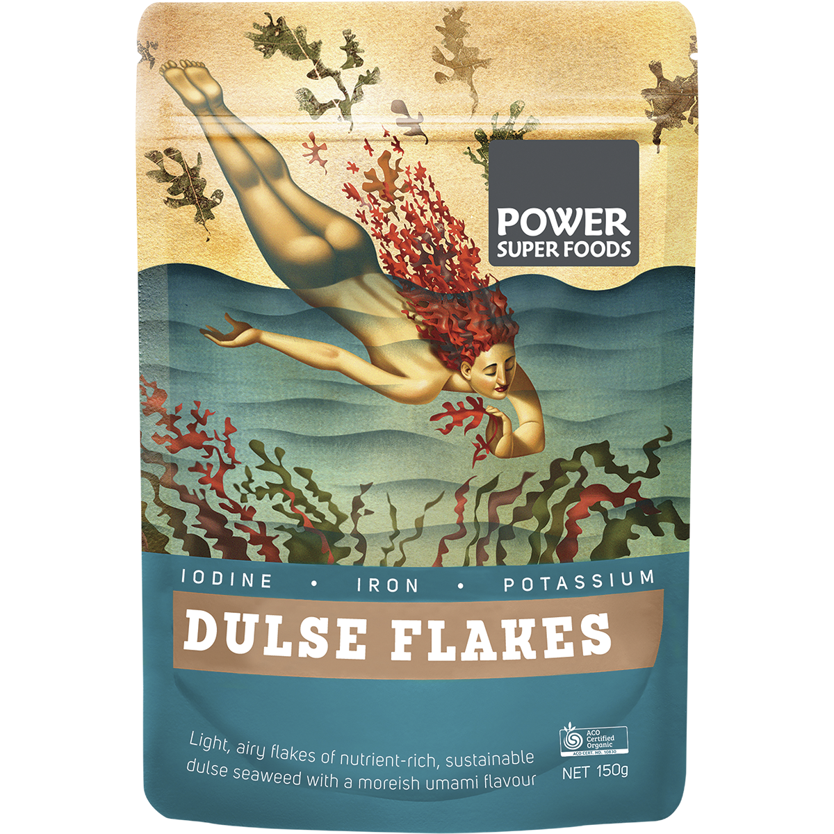 Power Super Foods Organic Dulse Flakes – 150g, front of pack