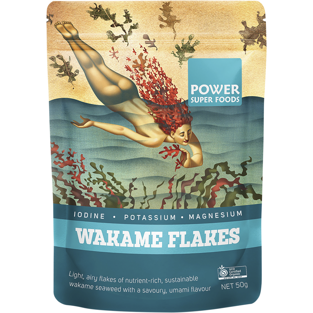 Power Super Foods Organic Wakame Flakes – 50g, front of pack