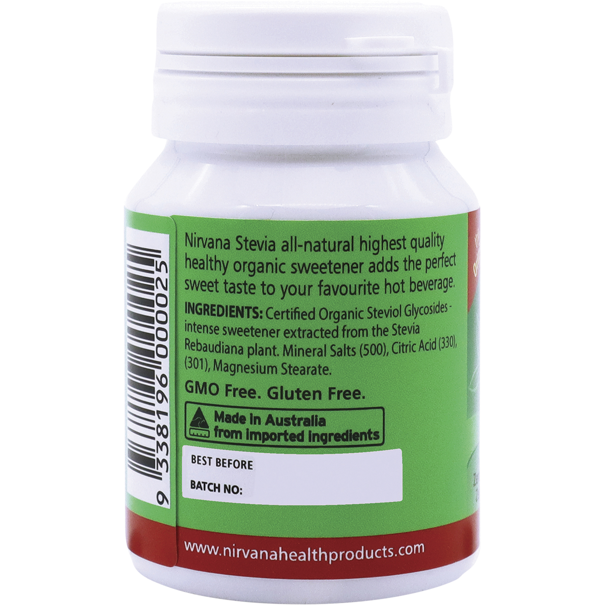 Nirvana Organics Stevia Tablets – 250 Tablets, pack detail
