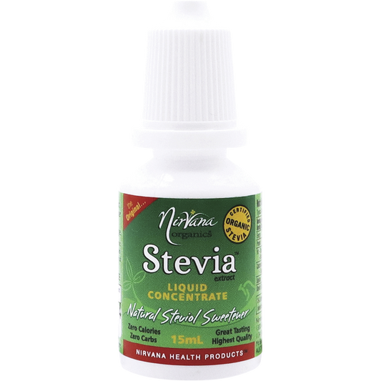 Nirvana Organics Stevia Liquid – 15ml, front of pack