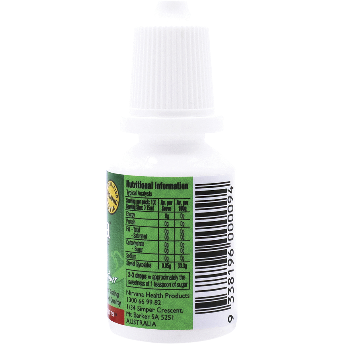 Nirvana Organics Stevia Liquid – 15ml, pack detail