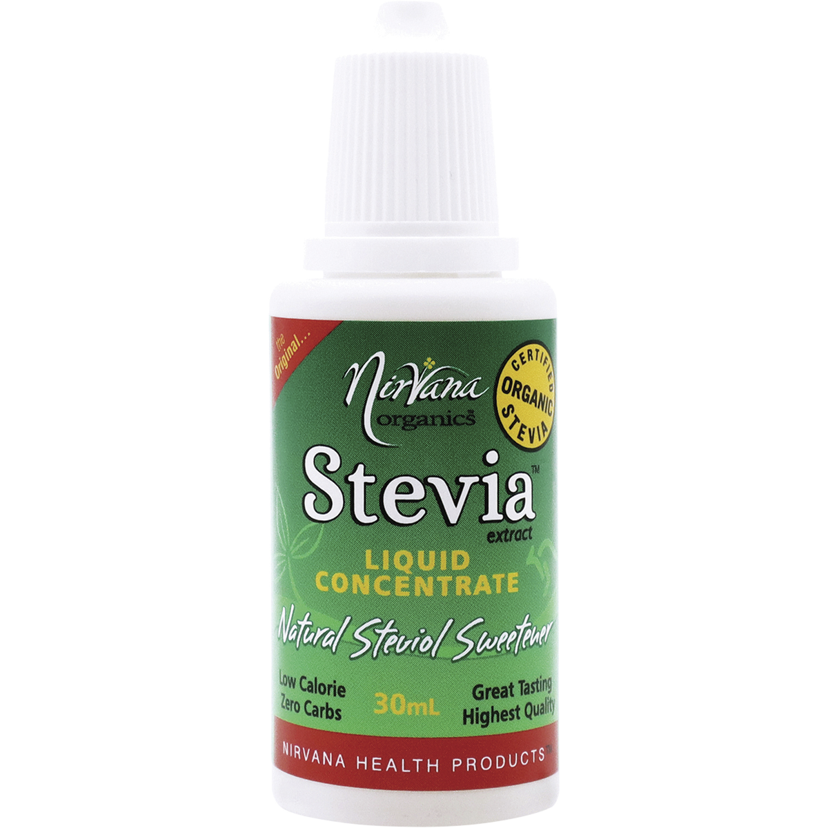 Nirvana Organics Stevia Liquid – 30ml, front of pack