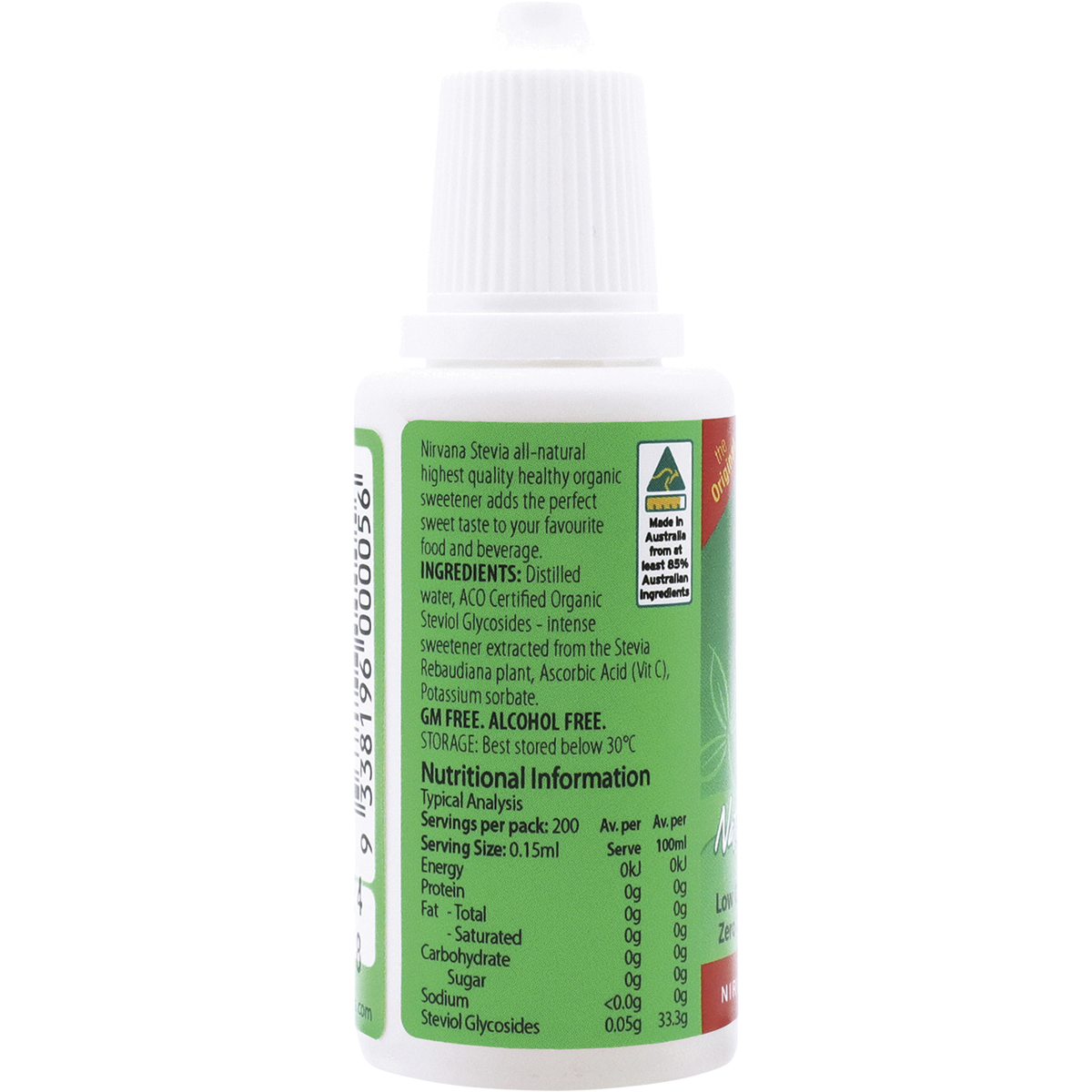 Nirvana Organics Stevia Liquid – 30ml, pack detail