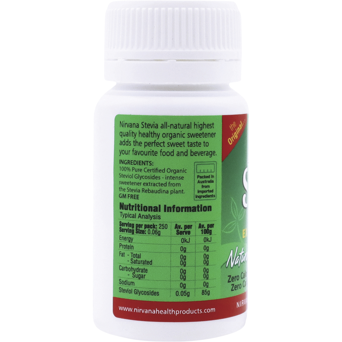 Nirvana Organics Stevia 100% Pure Extract Powder – 15g, pack detail