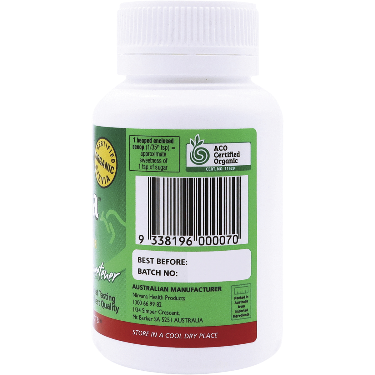Nirvana Organics Stevia 100% Pure Extract Powder – 30g, pack detail
