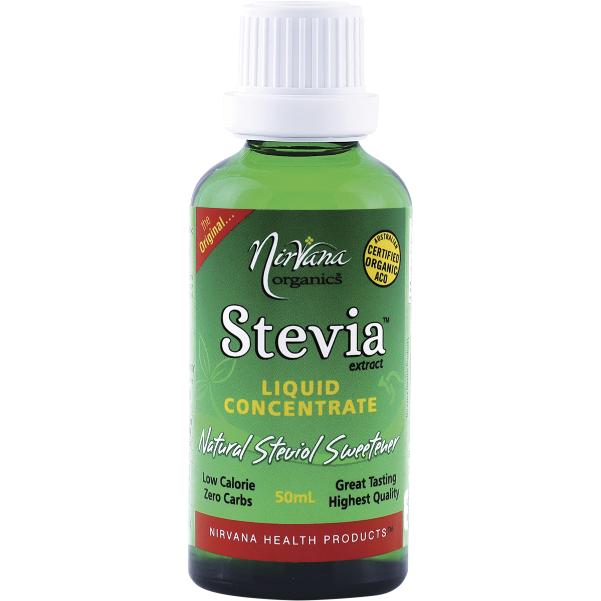 Nirvana Organics Stevia Liquid – 50ml, front of pack