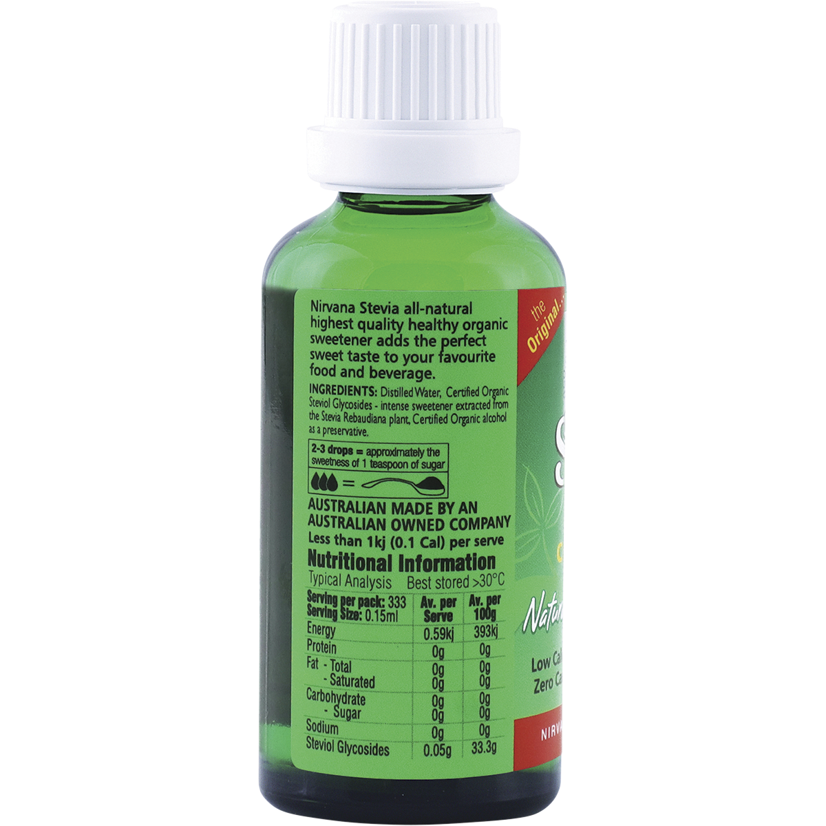 Nirvana Organics Stevia Liquid – 50ml, pack detail