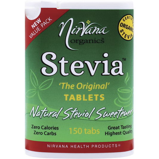 Nirvana Organics Stevia Tablets – 150 Tablets, front of pack