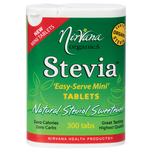 Nirvana Organics Stevia Mini Tablets – 300 Tablets, front of pack