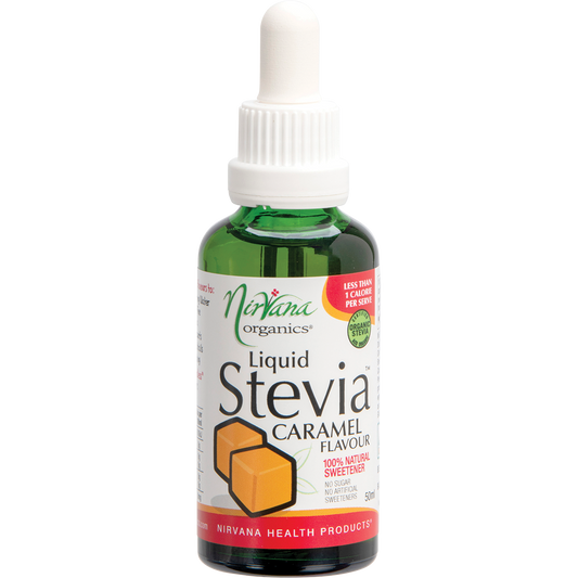 Nirvana Organics Liquid Stevia Caramel – 50ml, front of pack