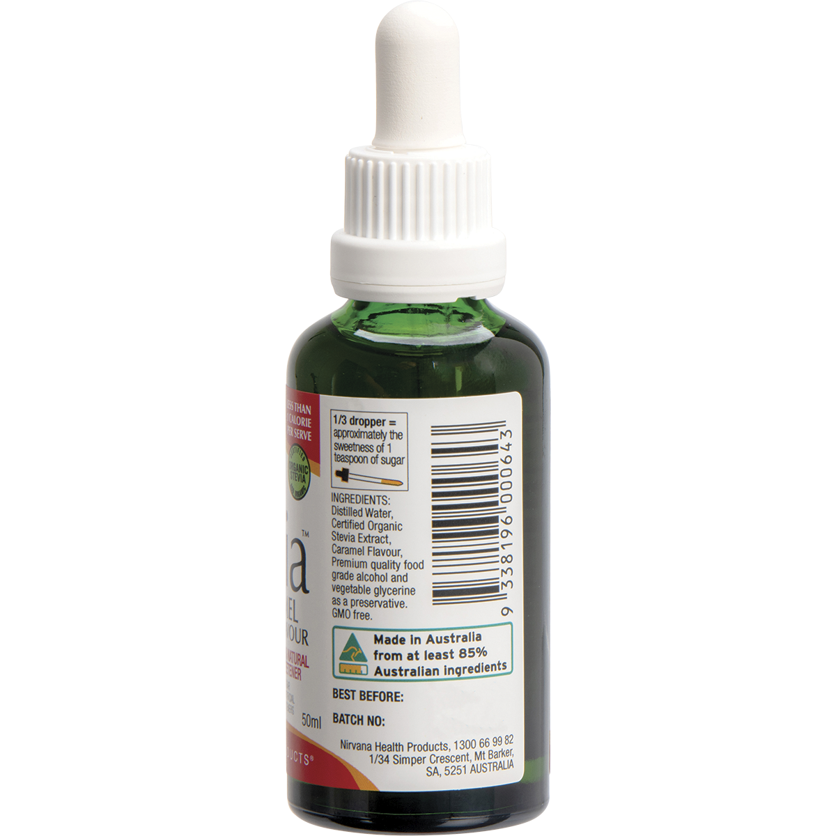 Nirvana Organics Liquid Stevia Caramel – 50ml, pack detail