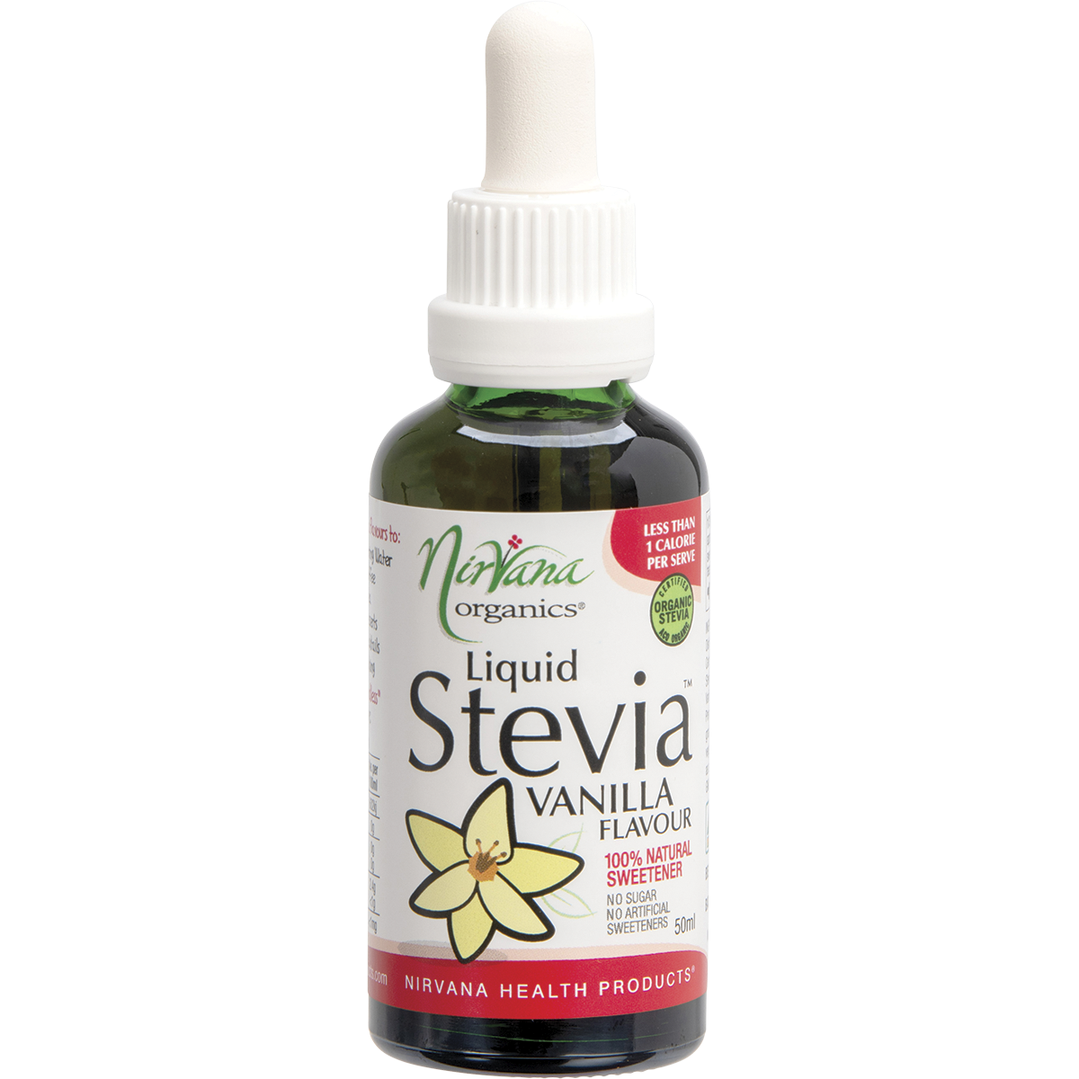 Nirvana Organics Liquid Stevia Vanilla – 50ml, front of pack