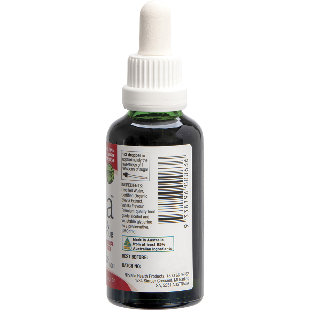 Nirvana Organics Liquid Stevia Vanilla – 50ml, pack detail