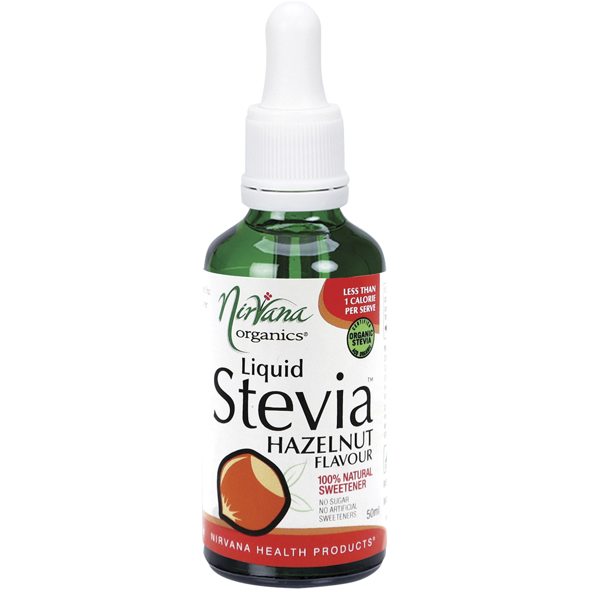 Nirvana Organics Liquid Stevia Hazelnut – 50ml, front of pack