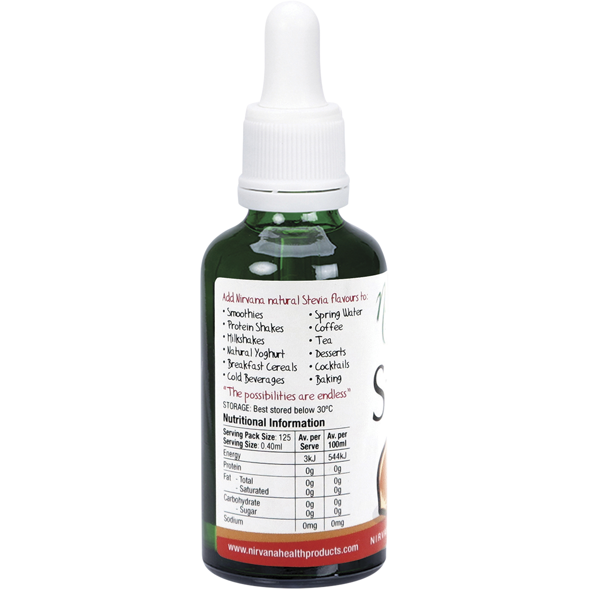 Nirvana Organics Liquid Stevia Hazelnut – 50ml, pack detail