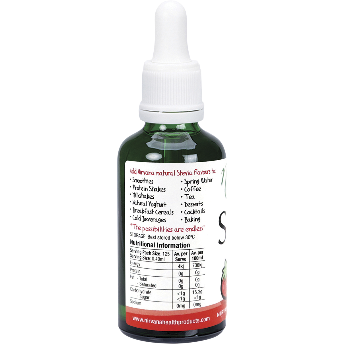 Nirvana Organics Liquid Stevia Strawberry – 50ml, pack detail