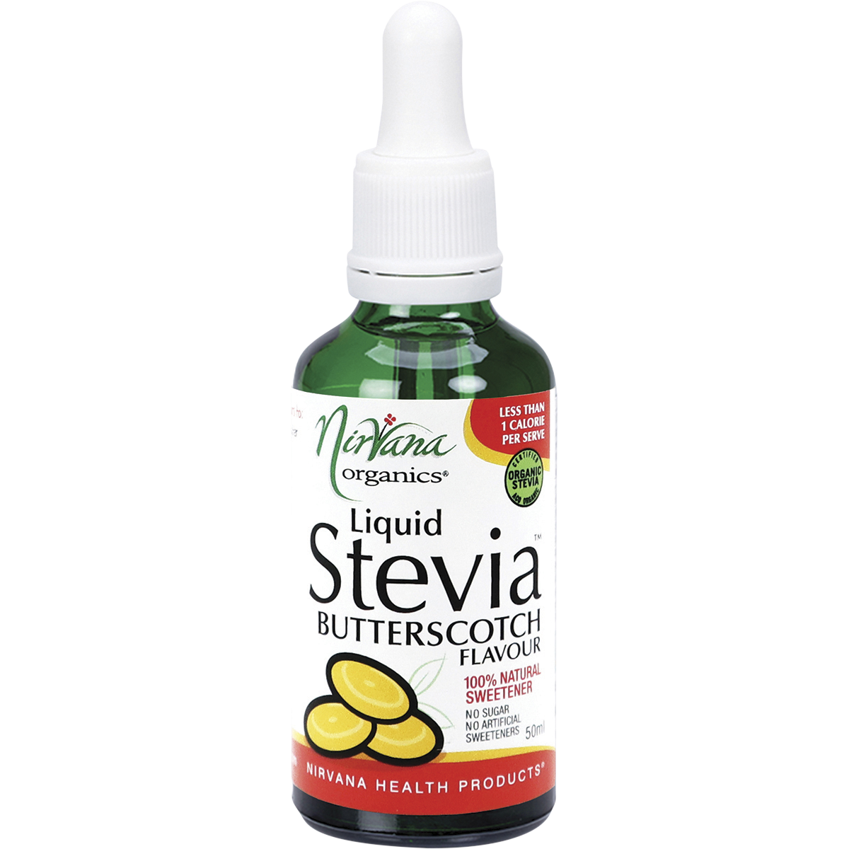 Nirvana Organics Liquid Stevia Butterscotch – 50ml, front of pack