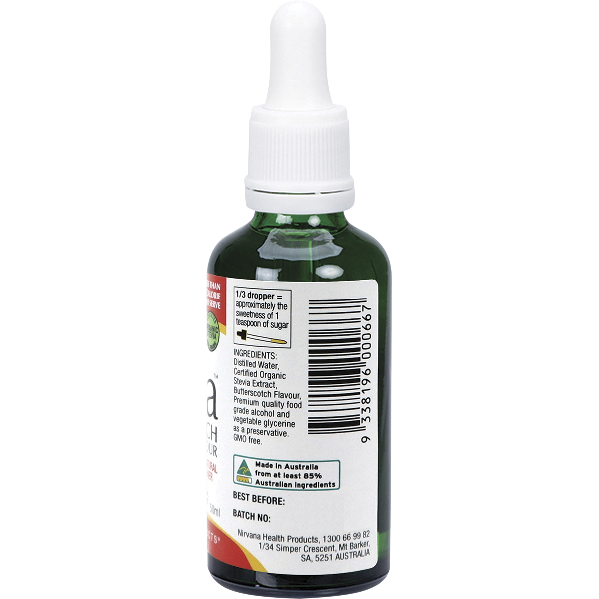 Nirvana Organics Liquid Stevia Butterscotch – 50ml, pack detail