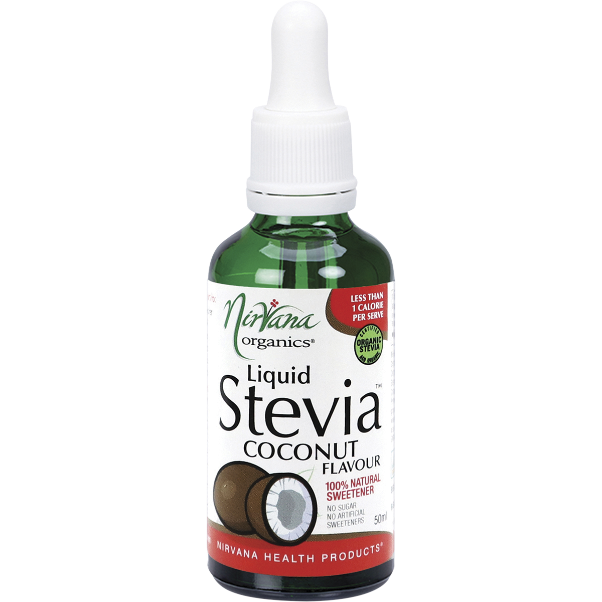 Nirvana Organics Liquid Stevia Coconut – 50ml, front of pack