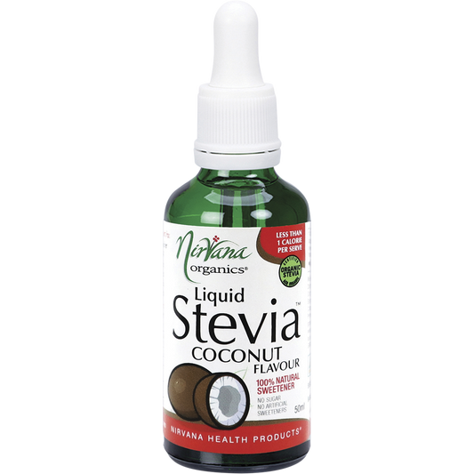 Nirvana Organics Liquid Stevia Coconut – 50ml, front of pack