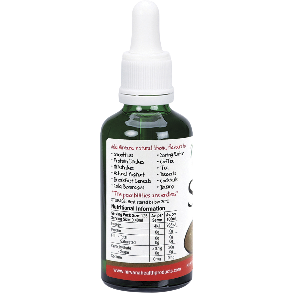 Nirvana Organics Liquid Stevia Coconut – 50ml, pack detail