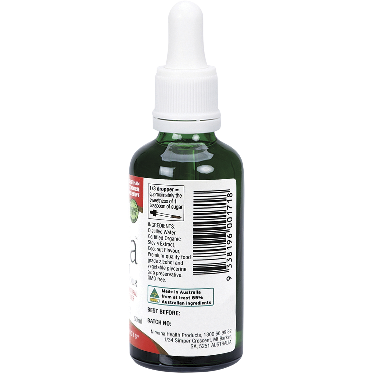 Nirvana Organics Liquid Stevia Coconut – 50ml, pack detail