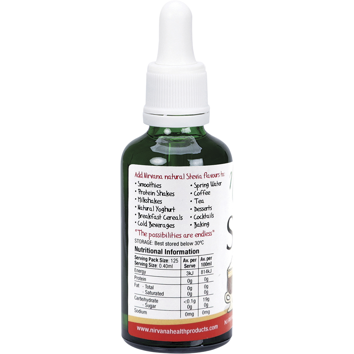 Nirvana Organics Liquid Stevia Irish Cream – 50ml, pack detail