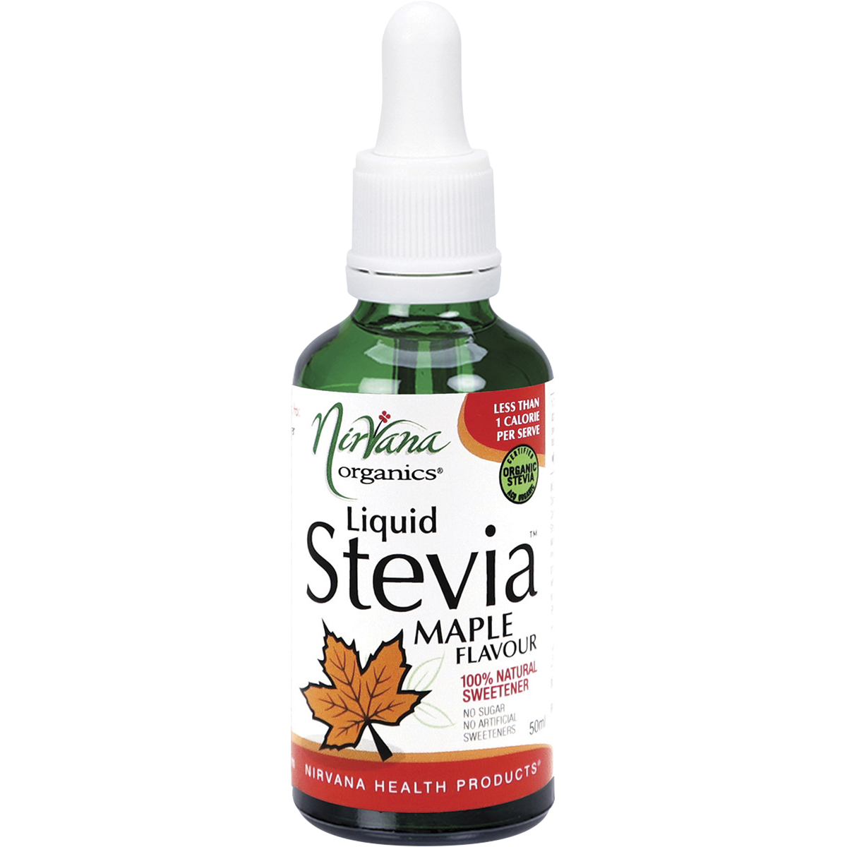Nirvana Organics Liquid Stevia Maple – 50ml, front of pack