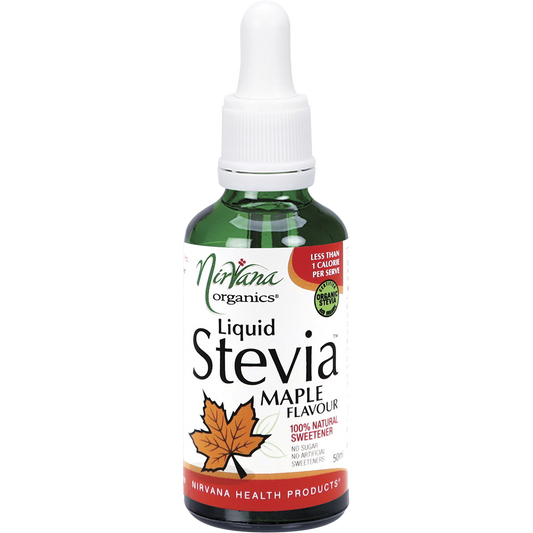 Nirvana Organics Liquid Stevia Maple – 50ml, front of pack