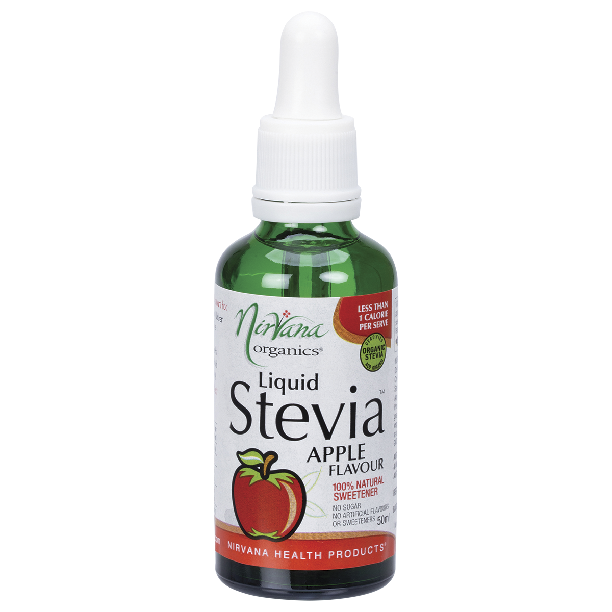 Nirvana Organics Liquid Stevia Apple – 50ml, front of pack