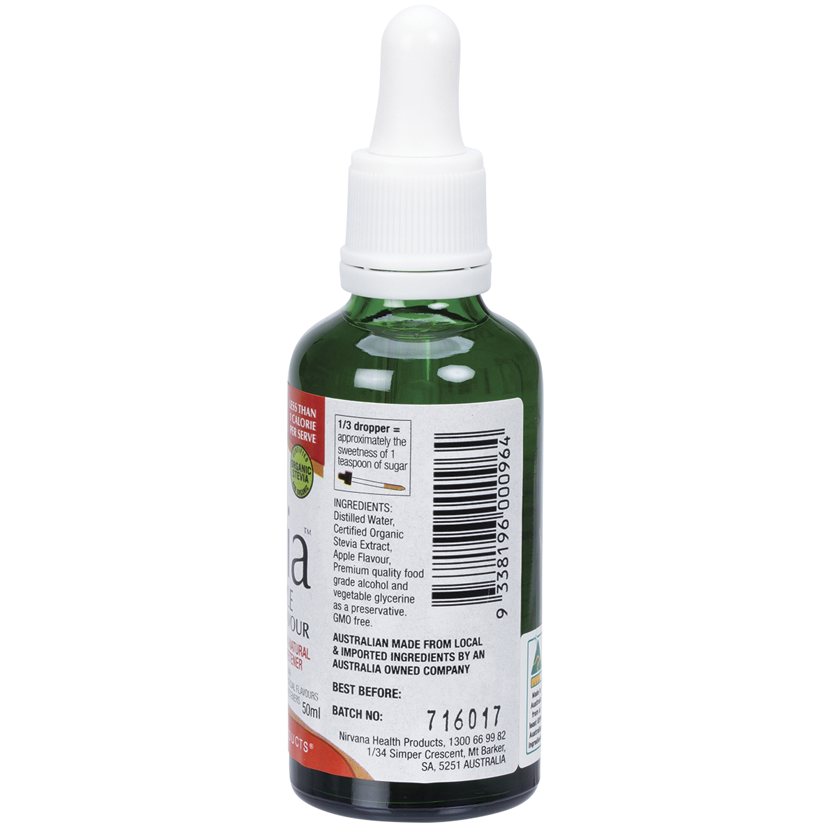 Nirvana Organics Liquid Stevia Apple – 50ml, pack detail