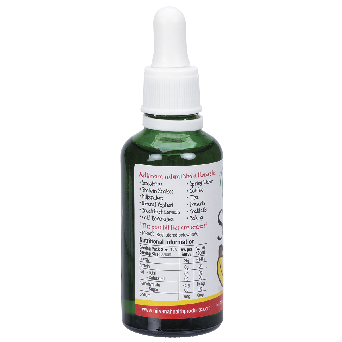 Nirvana Organics Liquid Stevia Banana – 50ml, pack detail