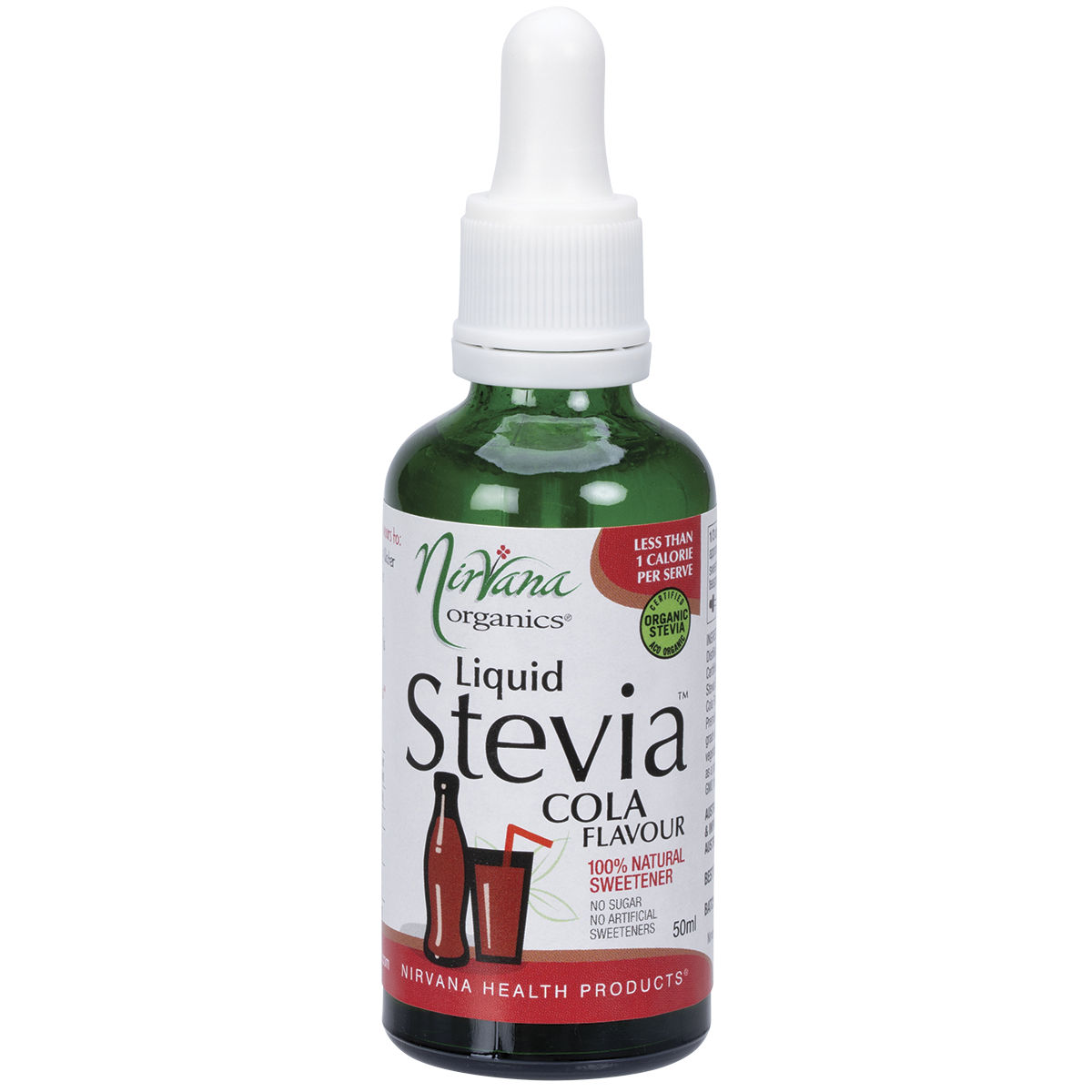 Nirvana Organics Liquid Stevia Cola – 50ml, front of pack