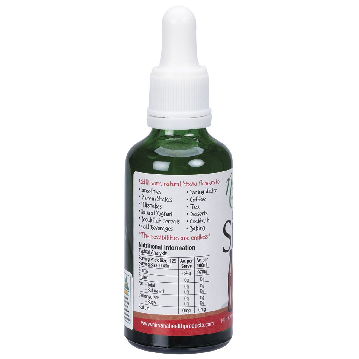 Nirvana Organics Liquid Stevia Cola – 50ml, pack detail