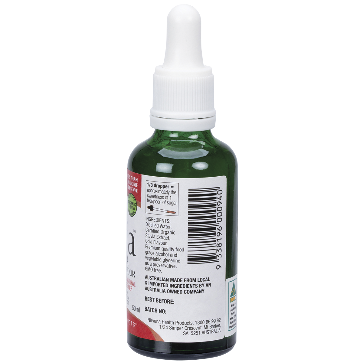 Nirvana Organics Liquid Stevia Cola – 50ml, pack detail