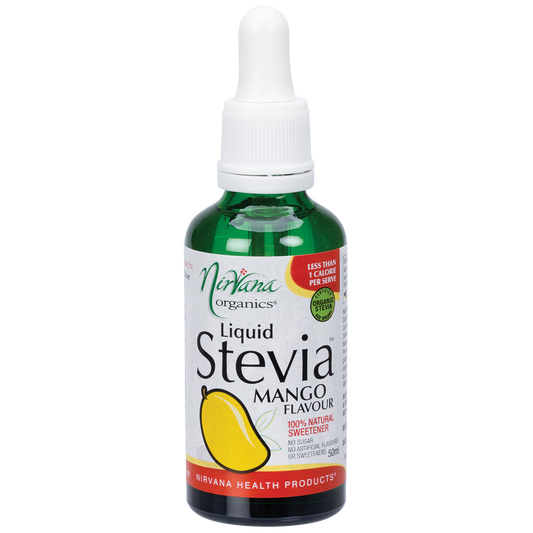 Nirvana Organics Liquid Stevia Mango – 50ml, front of pack