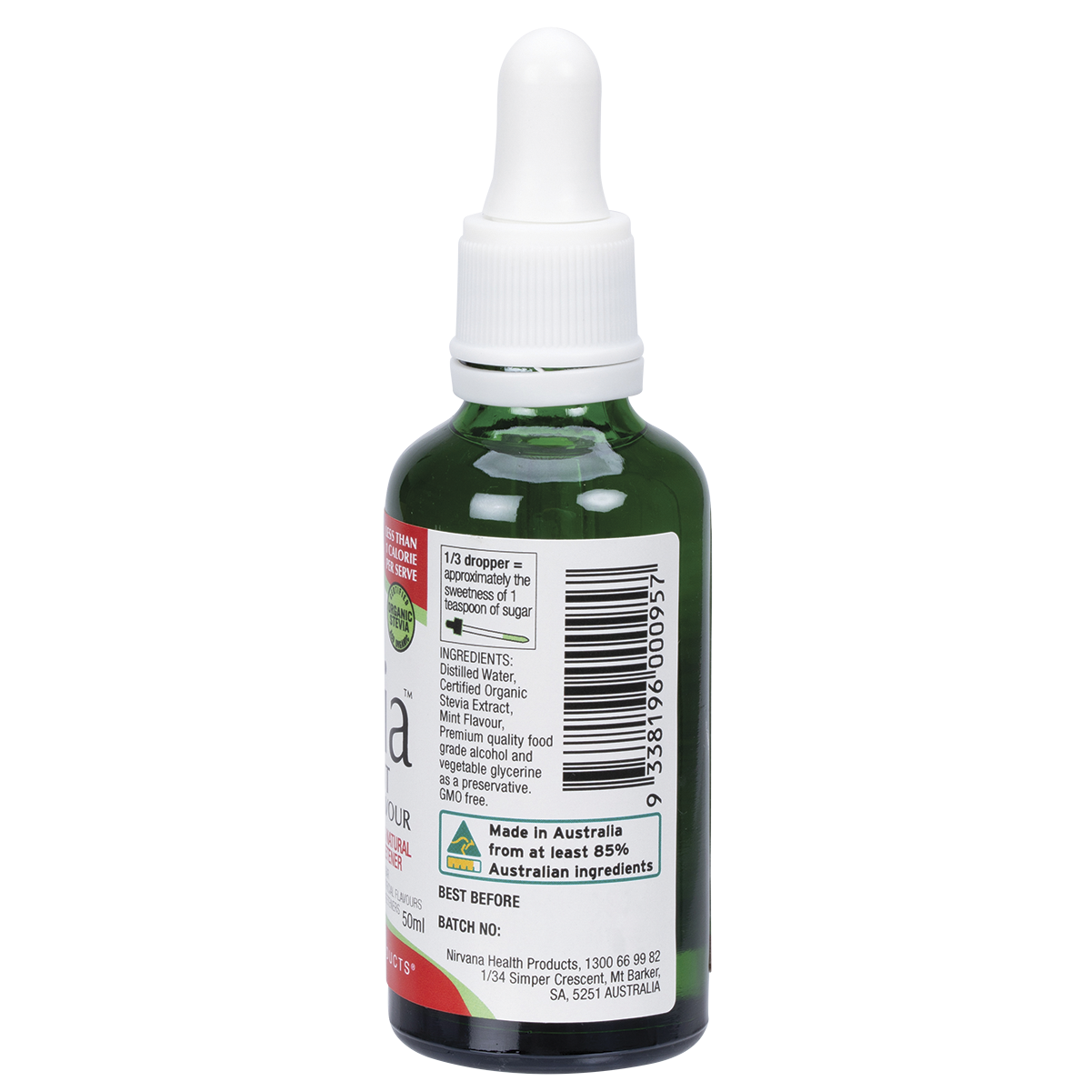 Nirvana Organics Liquid Stevia Mint – 50ml, pack detail
