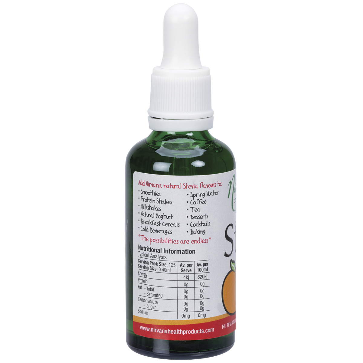 Nirvana Organics Liquid Stevia Orange – 50ml, pack detail