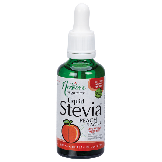 Nirvana Organics Liquid Stevia Peach – 50ml, front of pack