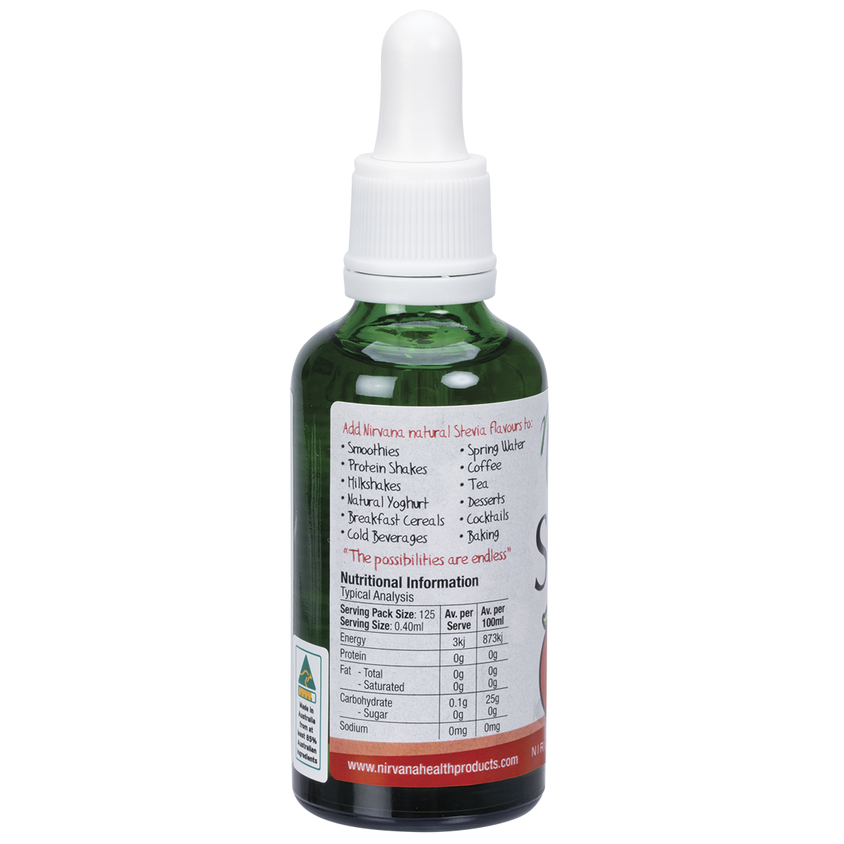 Nirvana Organics Liquid Stevia Peach – 50ml, pack detail