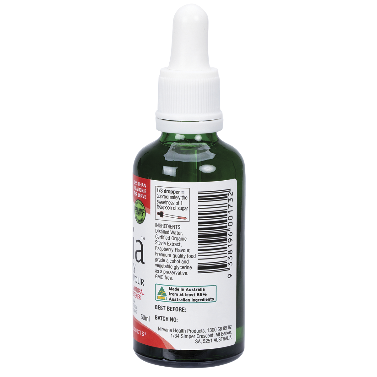Nirvana Organics Liquid Stevia Raspberry – 50ml, pack detail