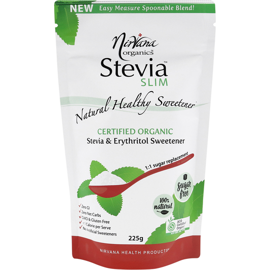 Nirvana Organics Stevia Slim Spoonable Sweetener – 225g, front of pack
