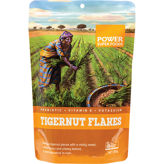 Power Super Foods Organic Tigernut Flakes – 250g, front of pack