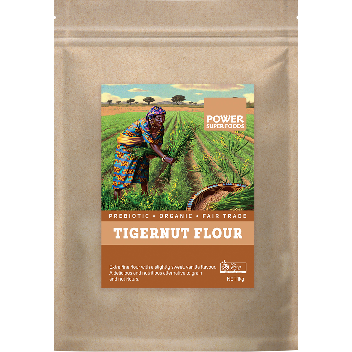 Power Super Foods Organic Tigernut Flour – 1kg, front of pack