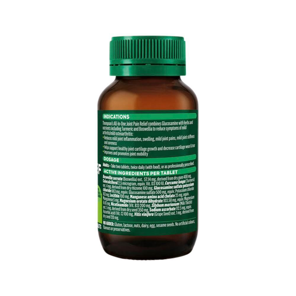 Thompson's All-In-One Joint Pain Relief – 60 Tablets, back of pack
