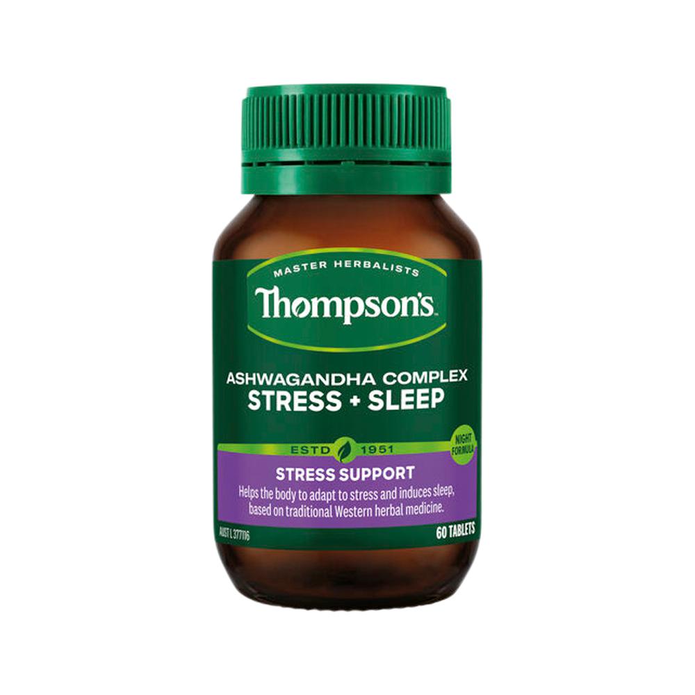 Thompson's Ashwagandha Complex Stress + Sleep – 60 Tablets, front of pack
