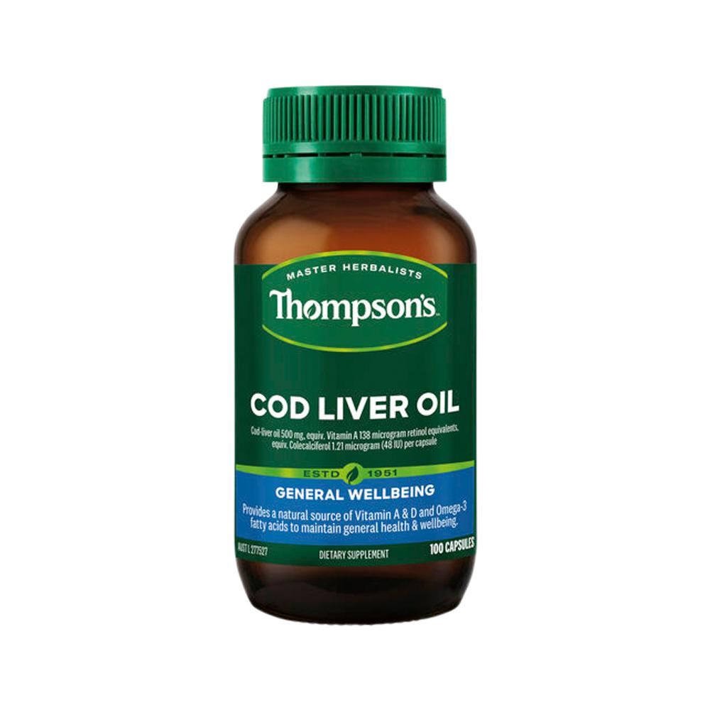 Thompson's Cod Liver Oil – 100 Capsules, front of pack