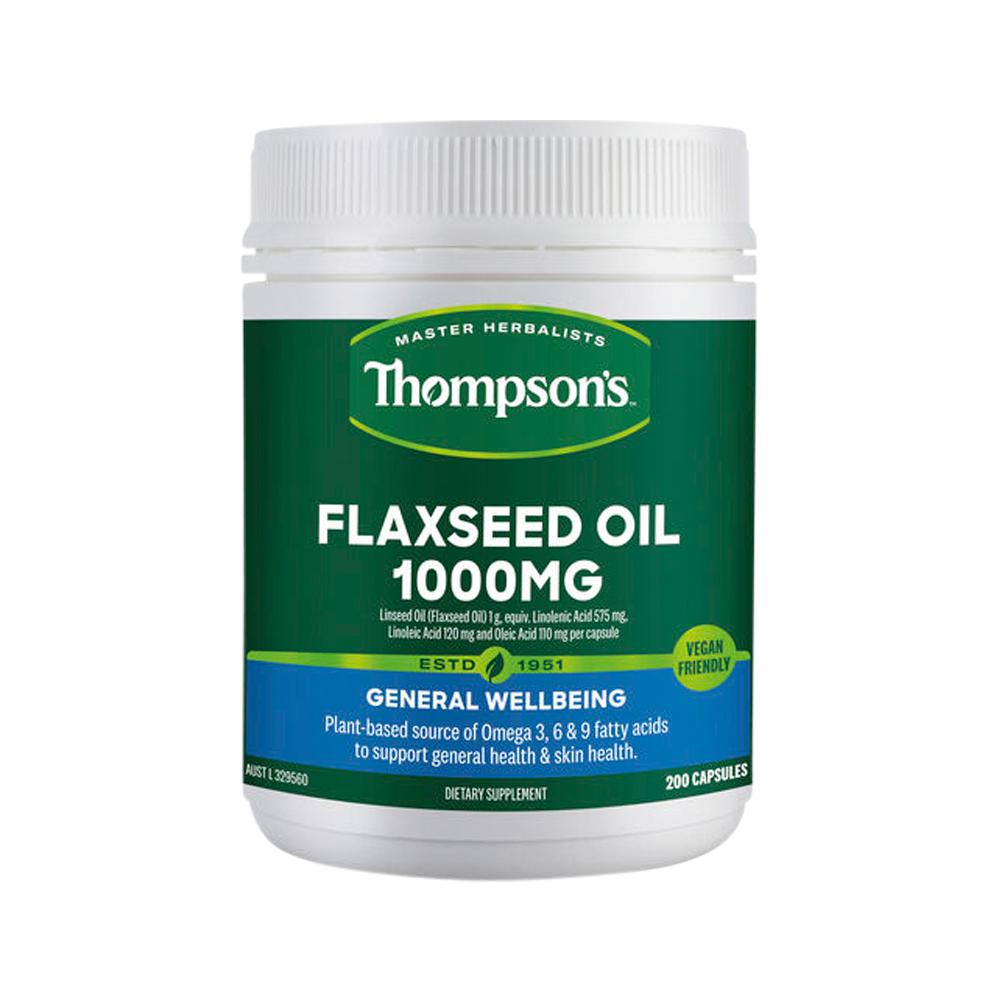 Thompson's Flaxseed Oil 1000mg – 200 Capsules, front of pack